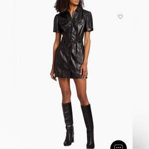 Paige | Amina Belted Faux Leather Minidress